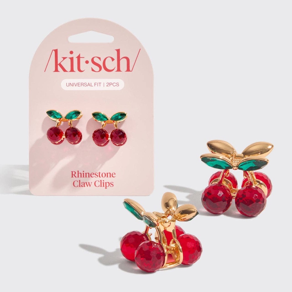Kitsch Cherry Rhinestone Claw Clips 2pc Set - Mini - Picture 2 of 5